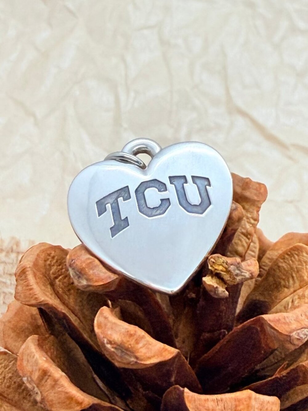 James Avery TCU Horned Frogs Classic Heart Charm Sterling Silver